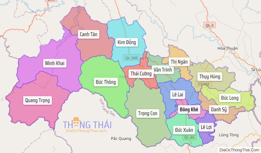 Bản đồ huyện Thạch An.