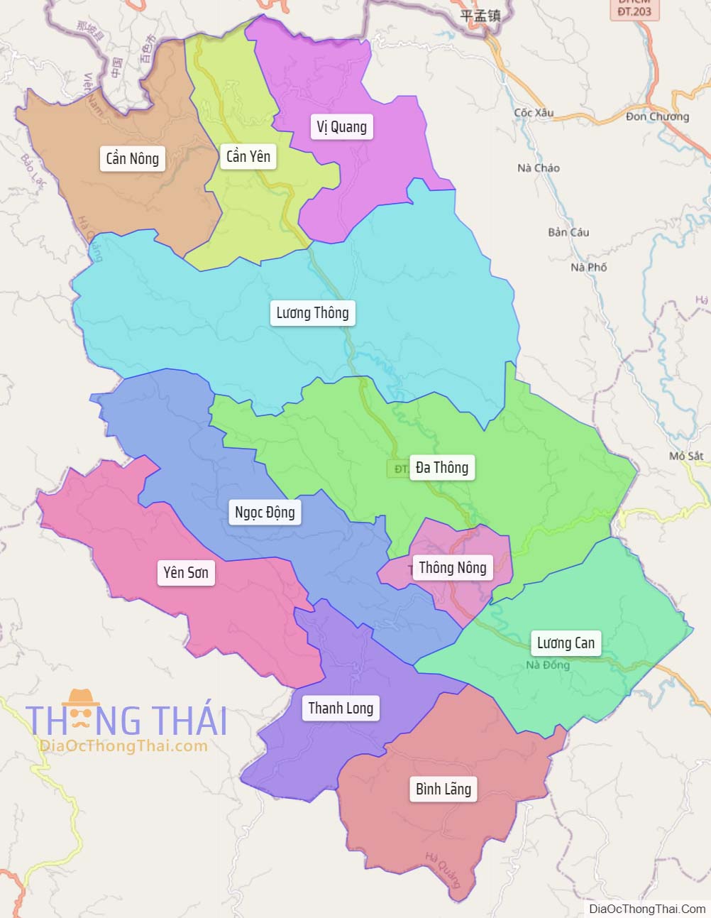 Bản đồ huyện Thông Nông.