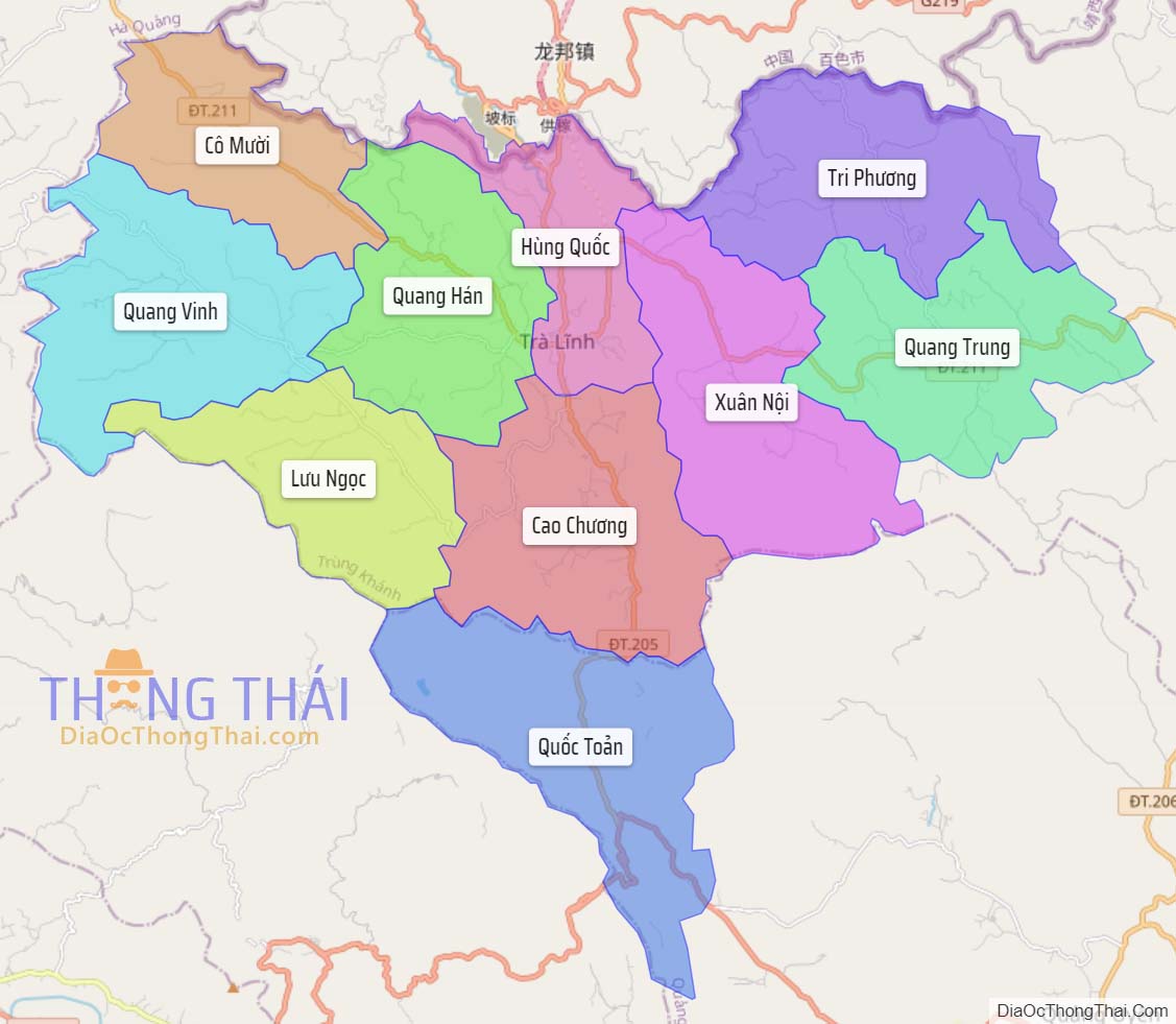 Bản đồ huyện Trà Lĩnh.