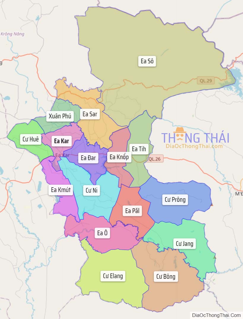 Bản đồ huyện Ea Kar.