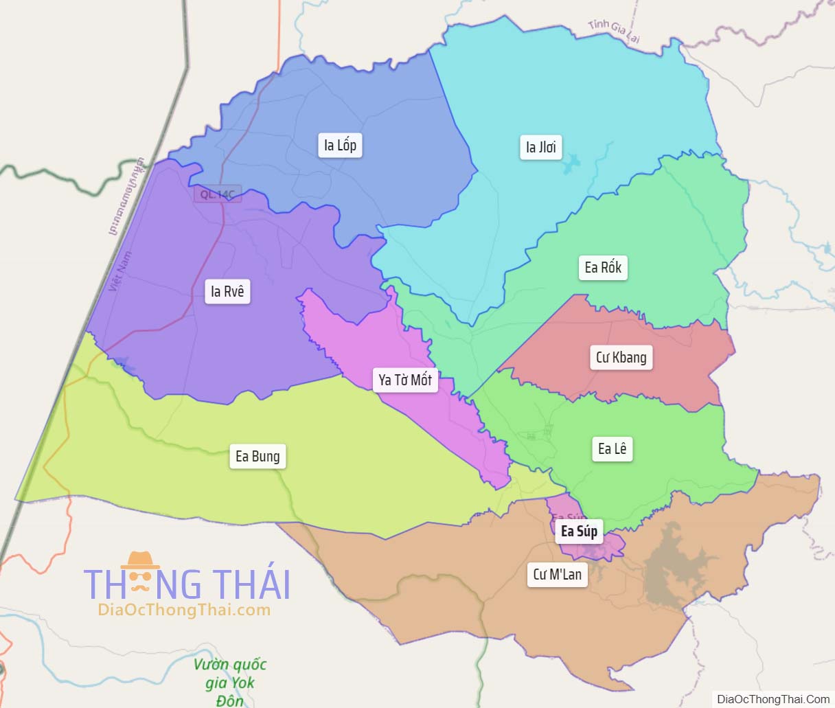 Bản đồ huyện Ea Súp.