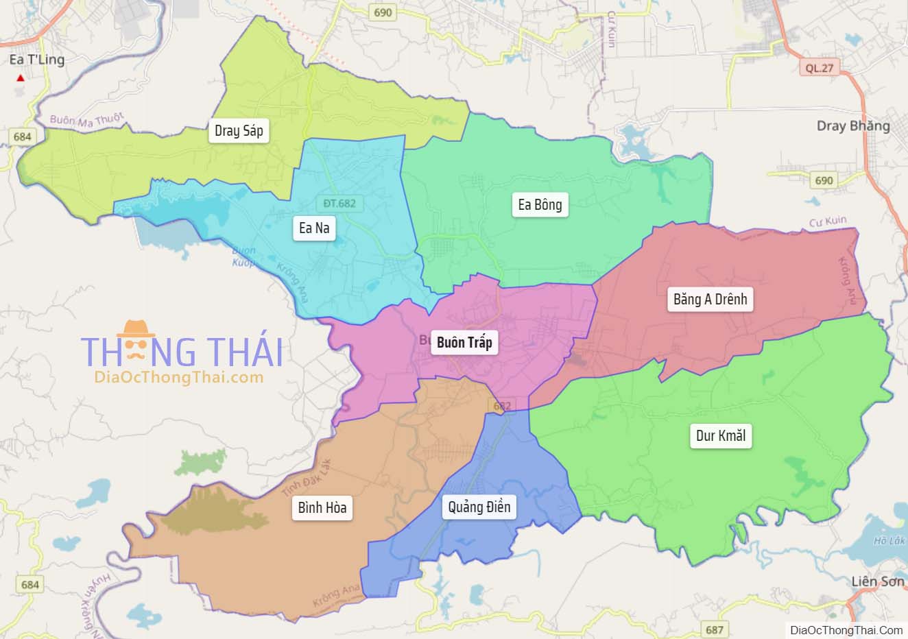 Bản đồ huyện Krông Ana.