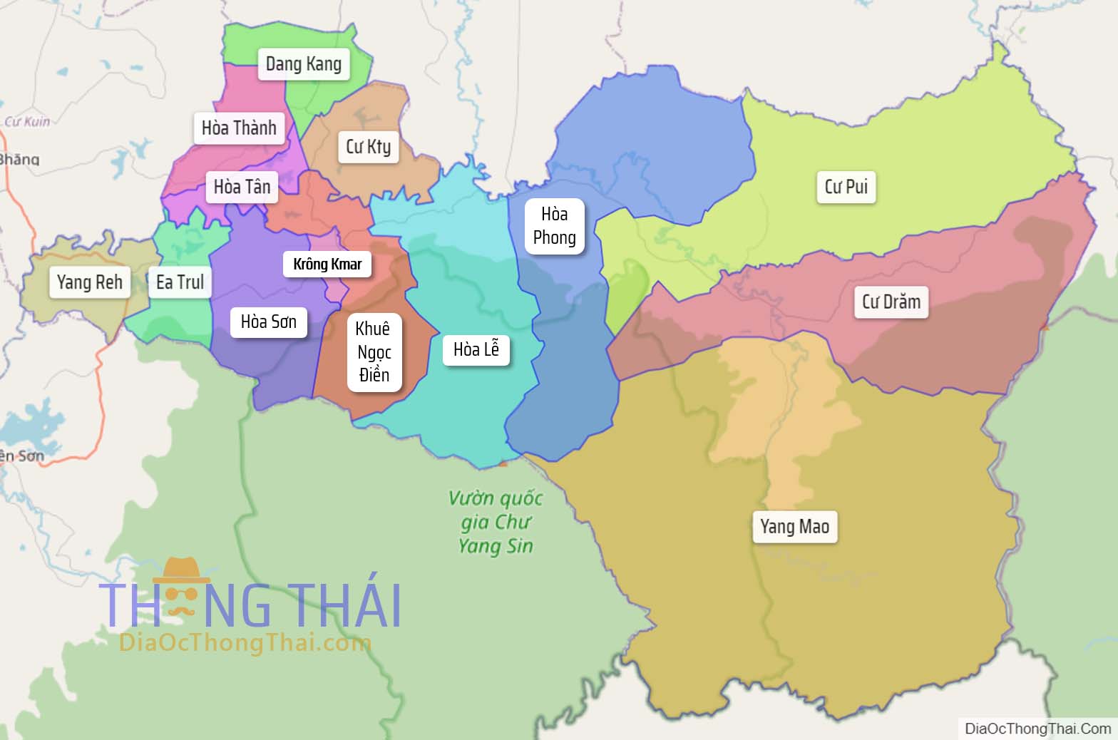 Bản đồ huyện Krông Bông.