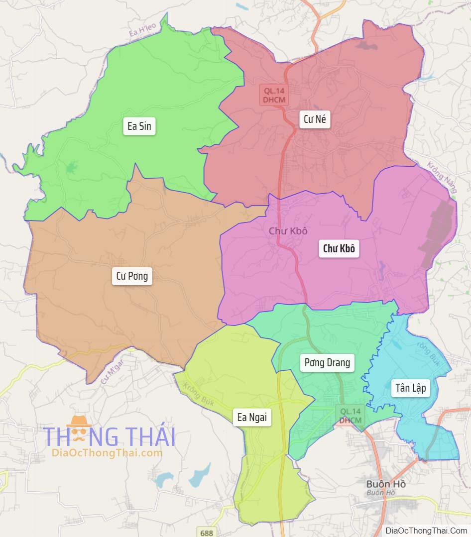 Bản đồ huyện Krông Búk.