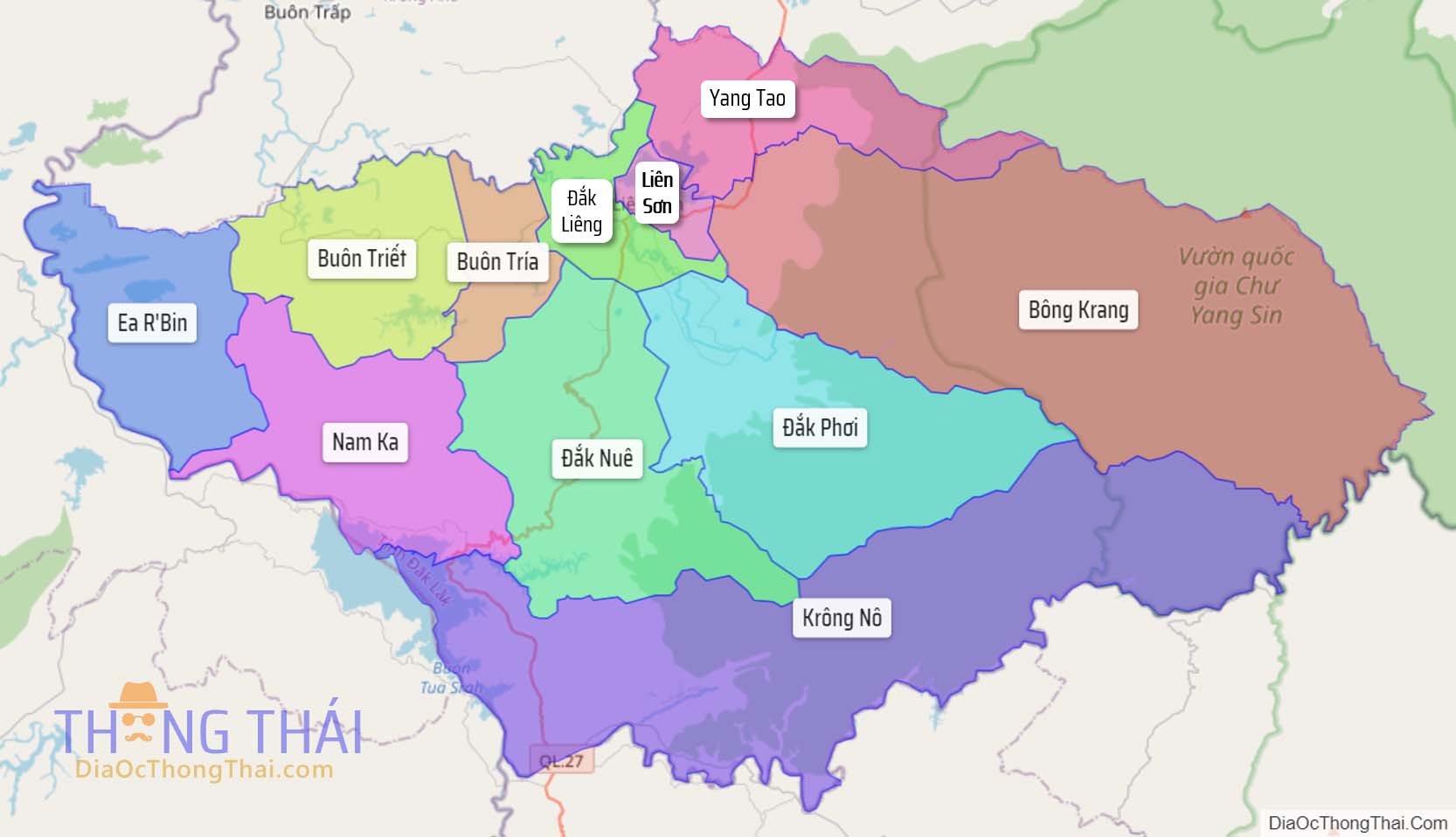 Bản đồ huyện Lắk.