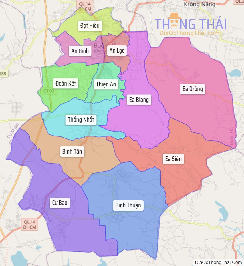 Bản đồ thị xã Buôn Hồ.
