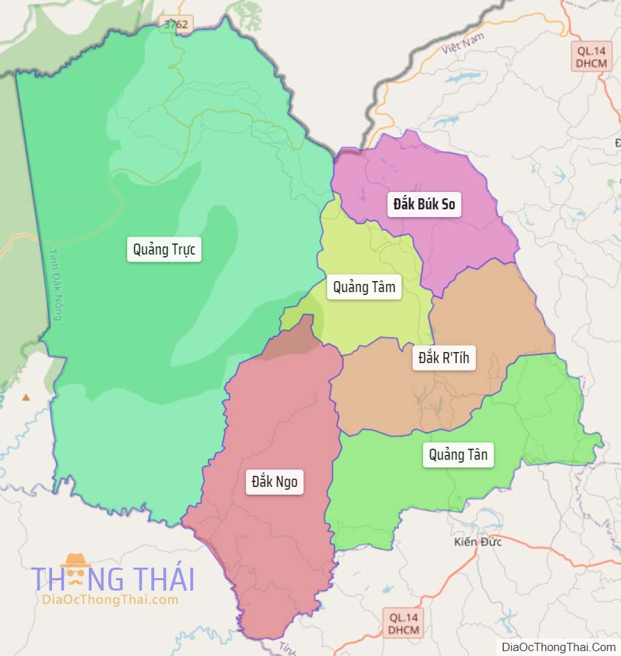 Bản đồ huyện Tuy Đức.