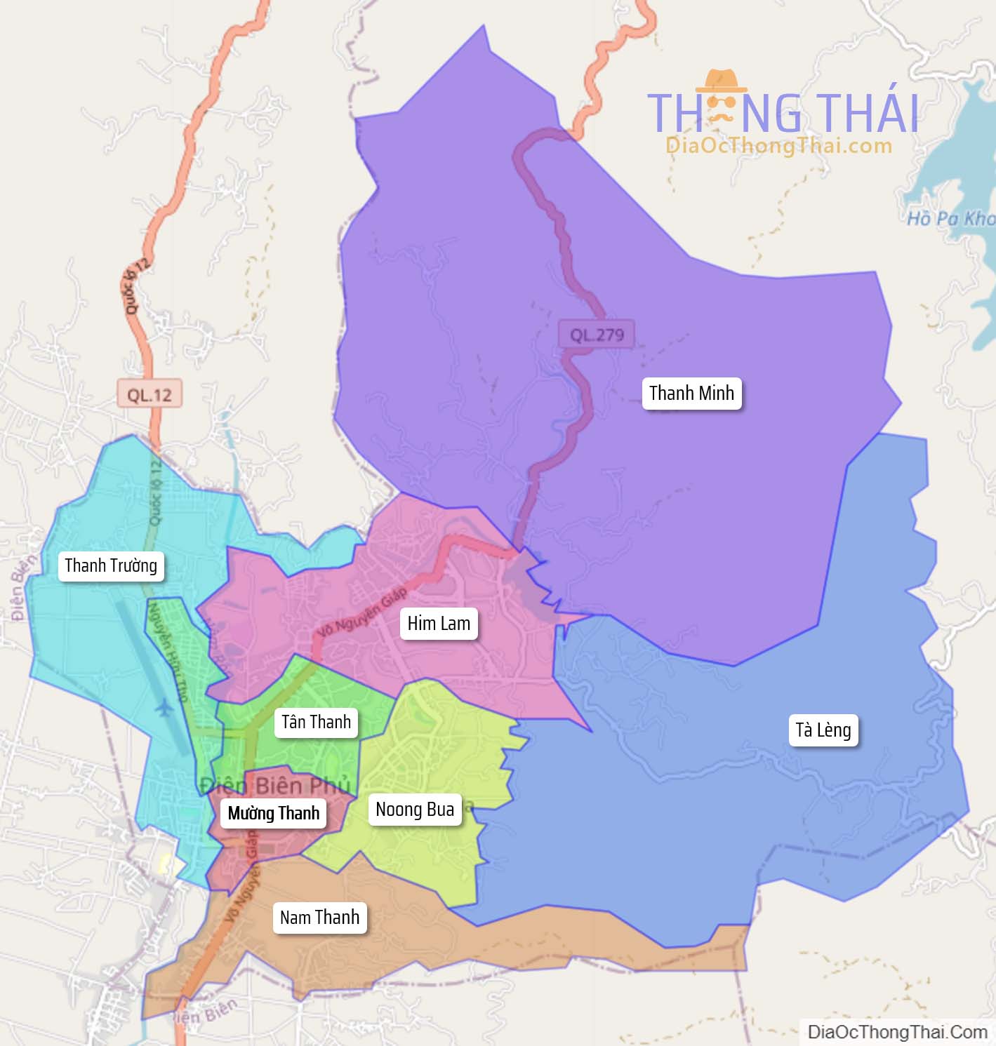 Bản đồ thành phố Điện Biên Phủ.