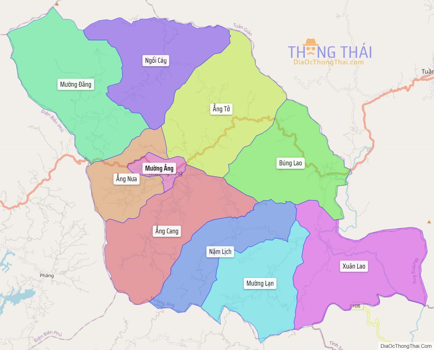Bản đồ huyện Mường Ảng.