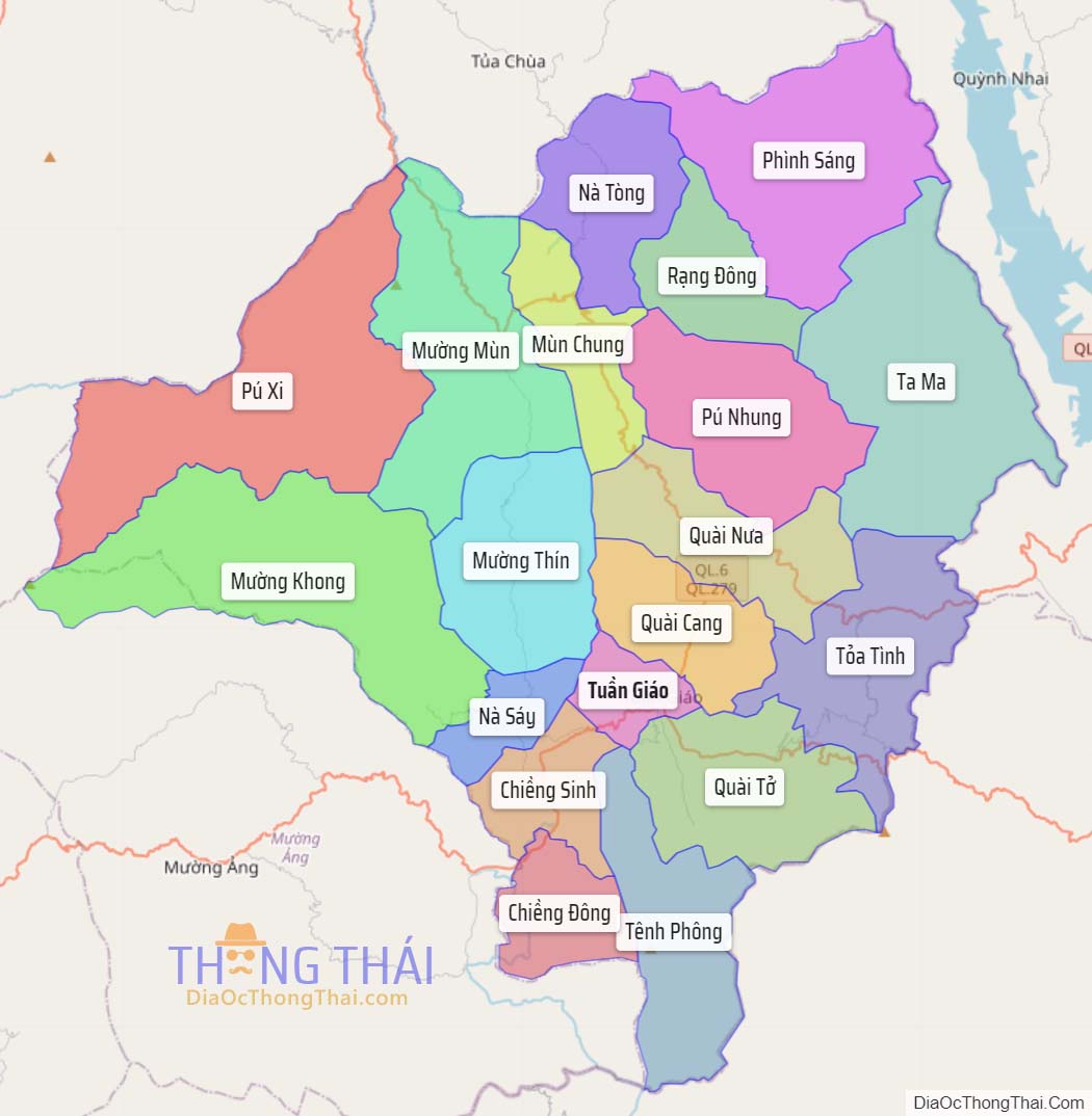 Bản đồ huyện Tuần Giáo.