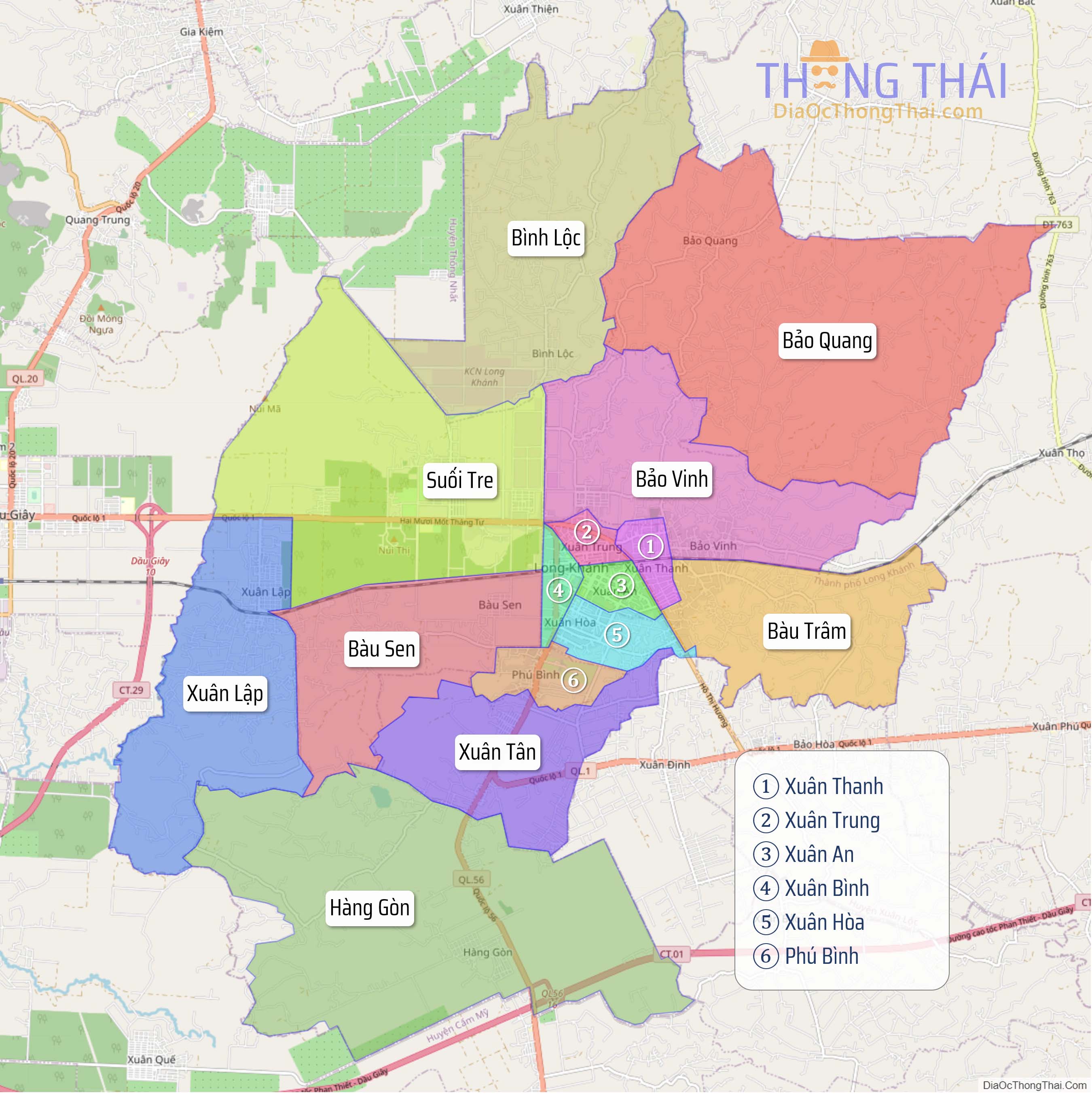 Bản đồ thành phố Long Khánh.