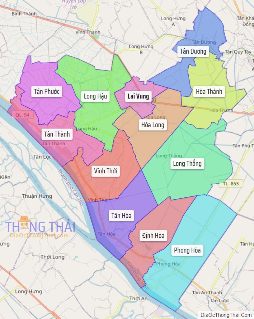 Bản đồ huyện Lai Vung.