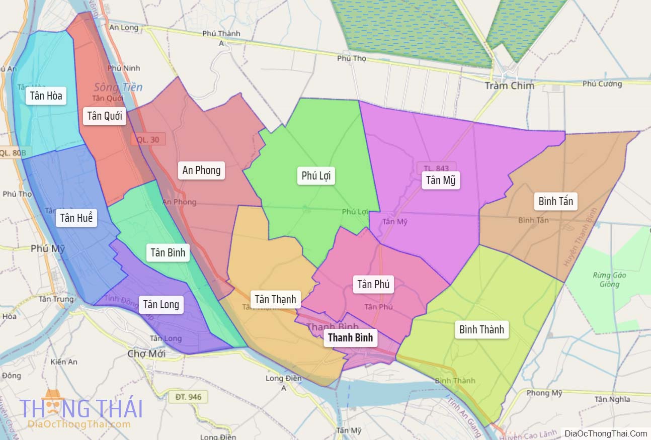 Bản đồ huyện Thanh Bình.