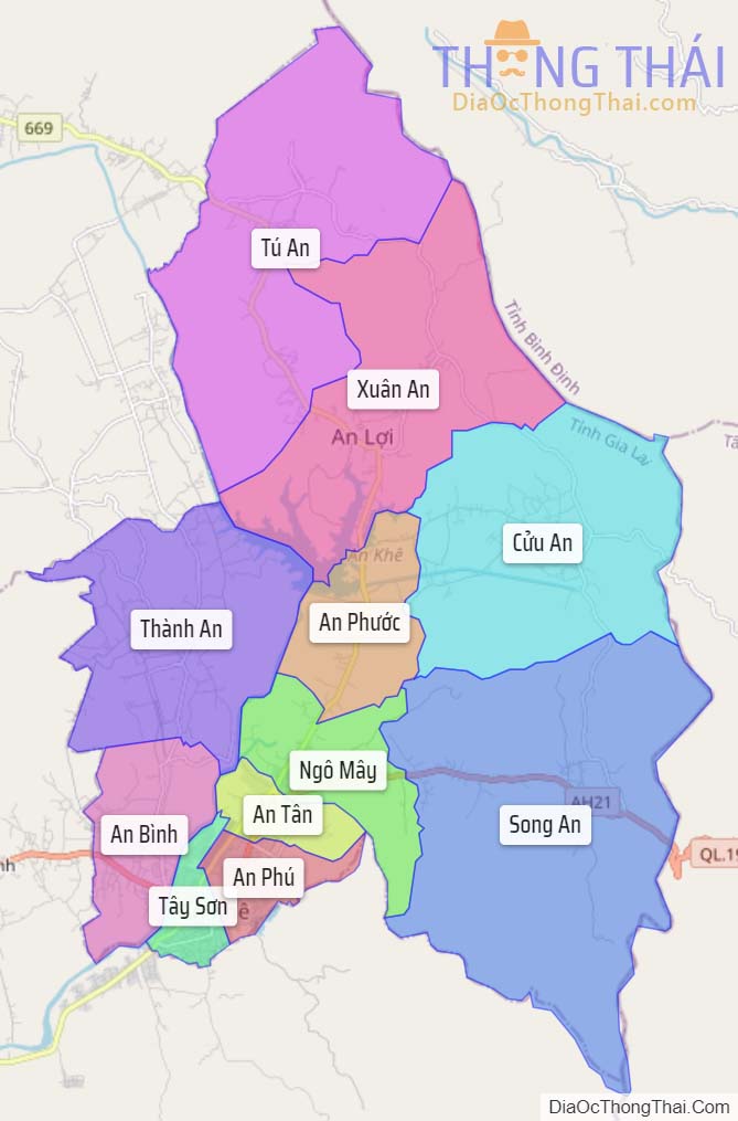 Bản đồ thị xã An Khê.