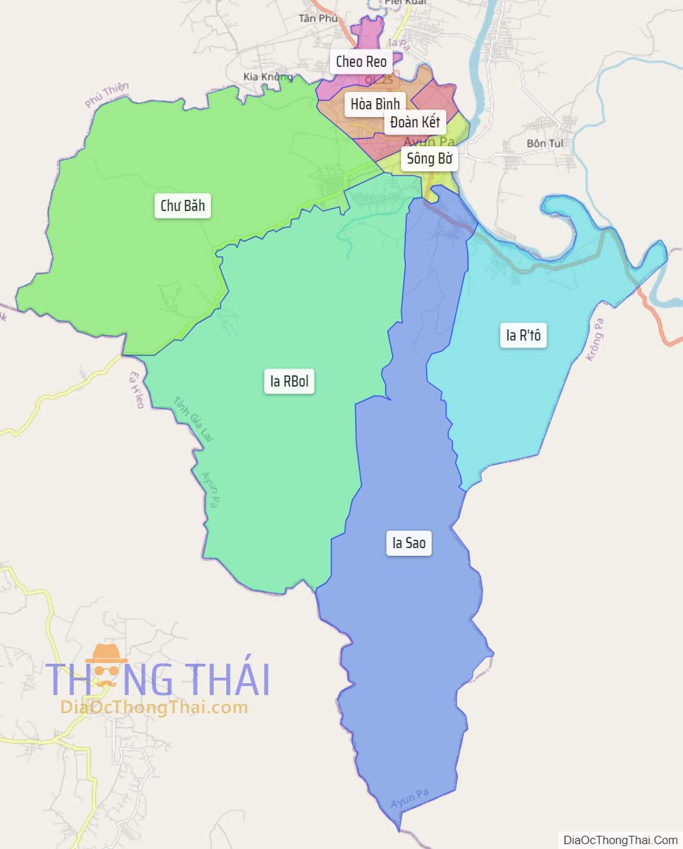Bản đồ thị xã Ayun Pa.