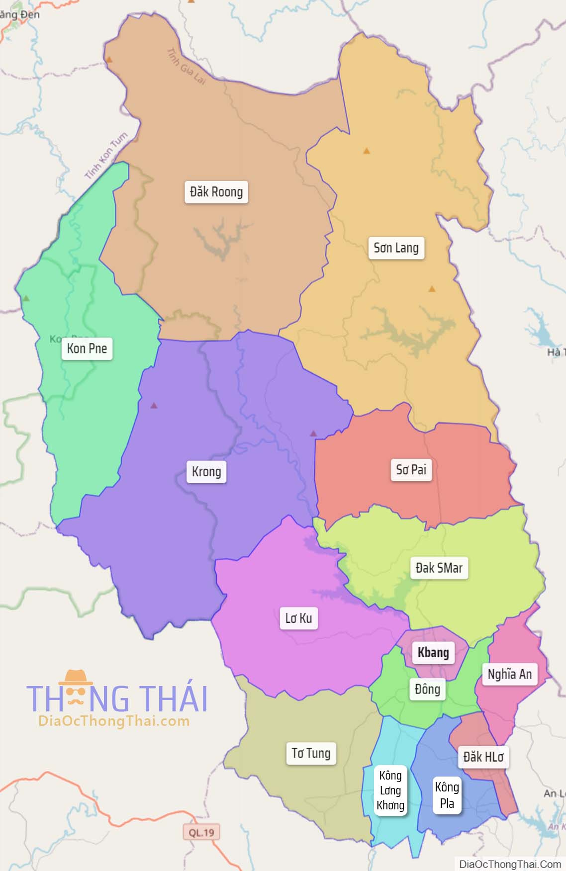 Bản đồ huyện KBang.