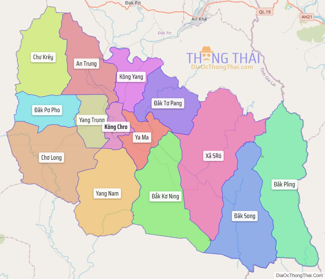 Bản đồ huyện Kông Chro.