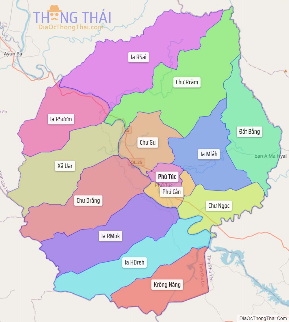 Bản đồ huyện Krông Pa.