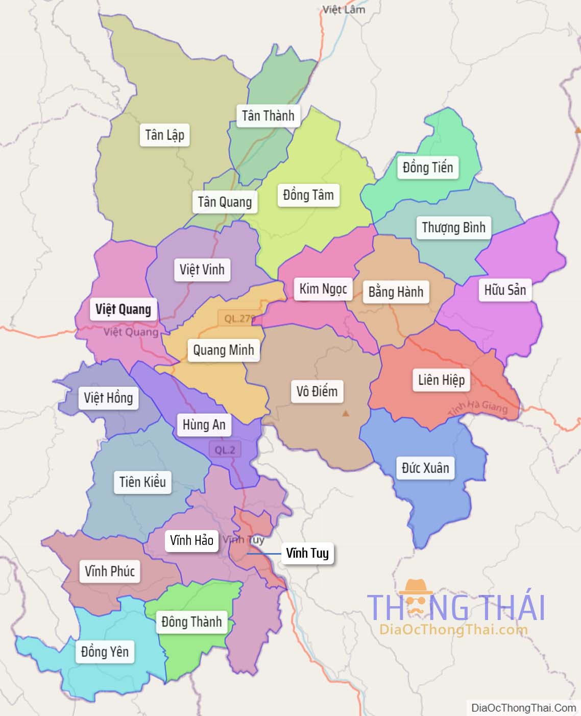 Bản đồ huyện Bắc Quang.