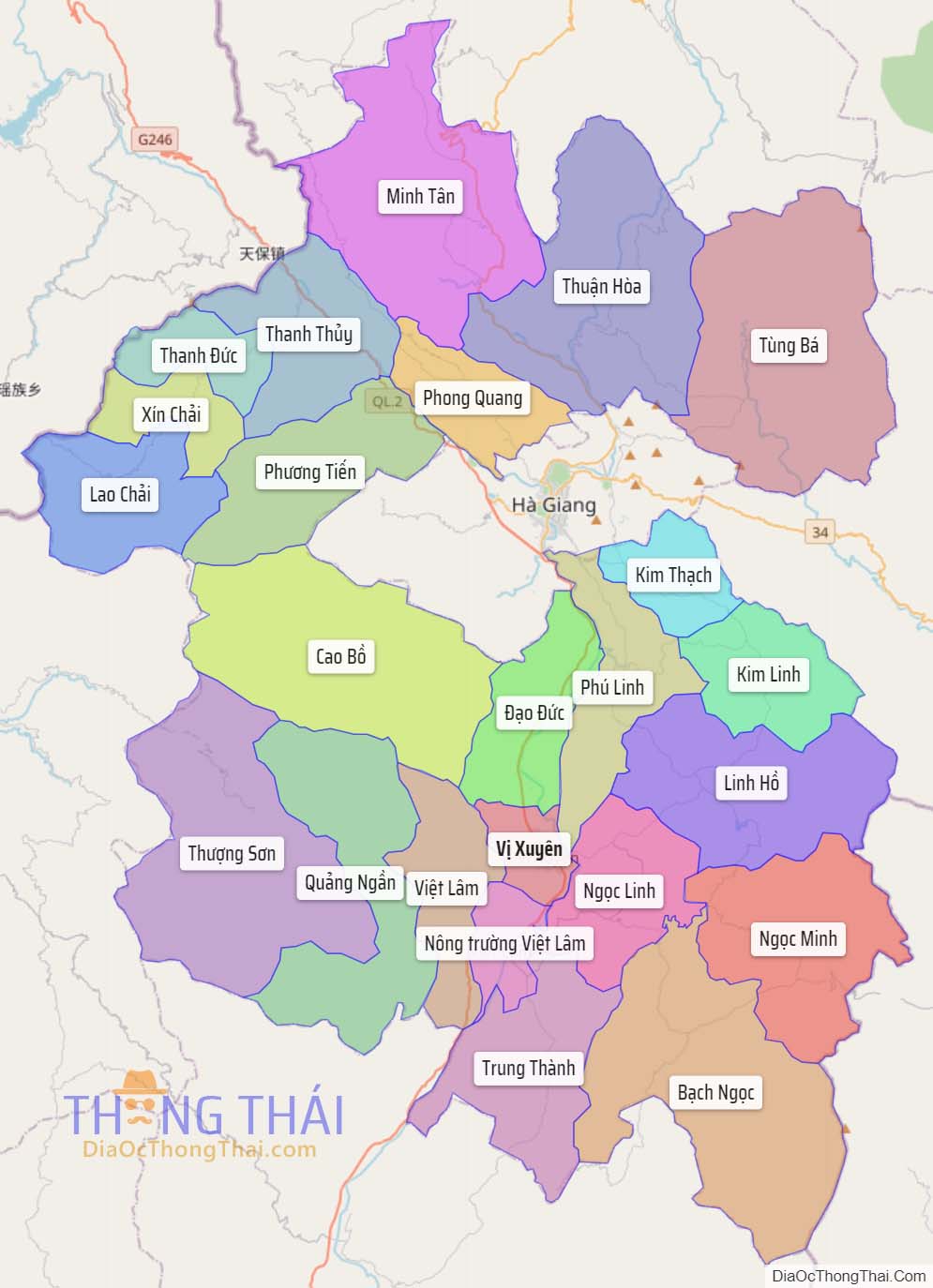 Bản đồ huyện Vị Xuyên.