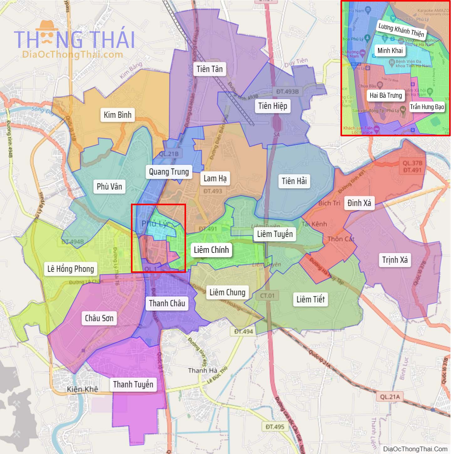 Bản đồ thành phố Phủ Lý.