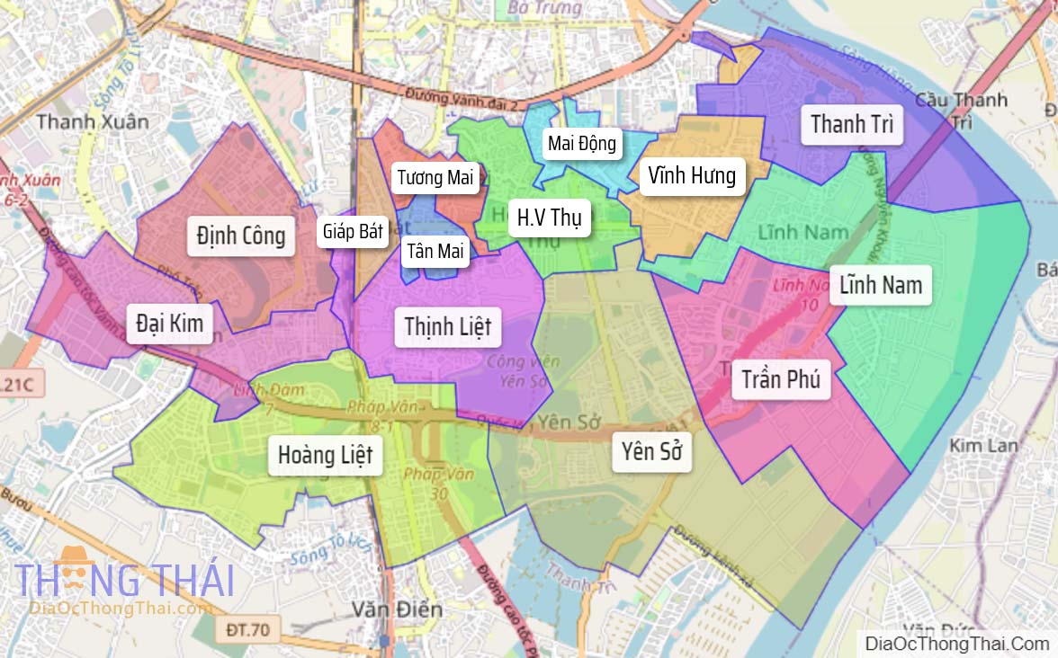 Bản đồ quận Hoàng Mai.