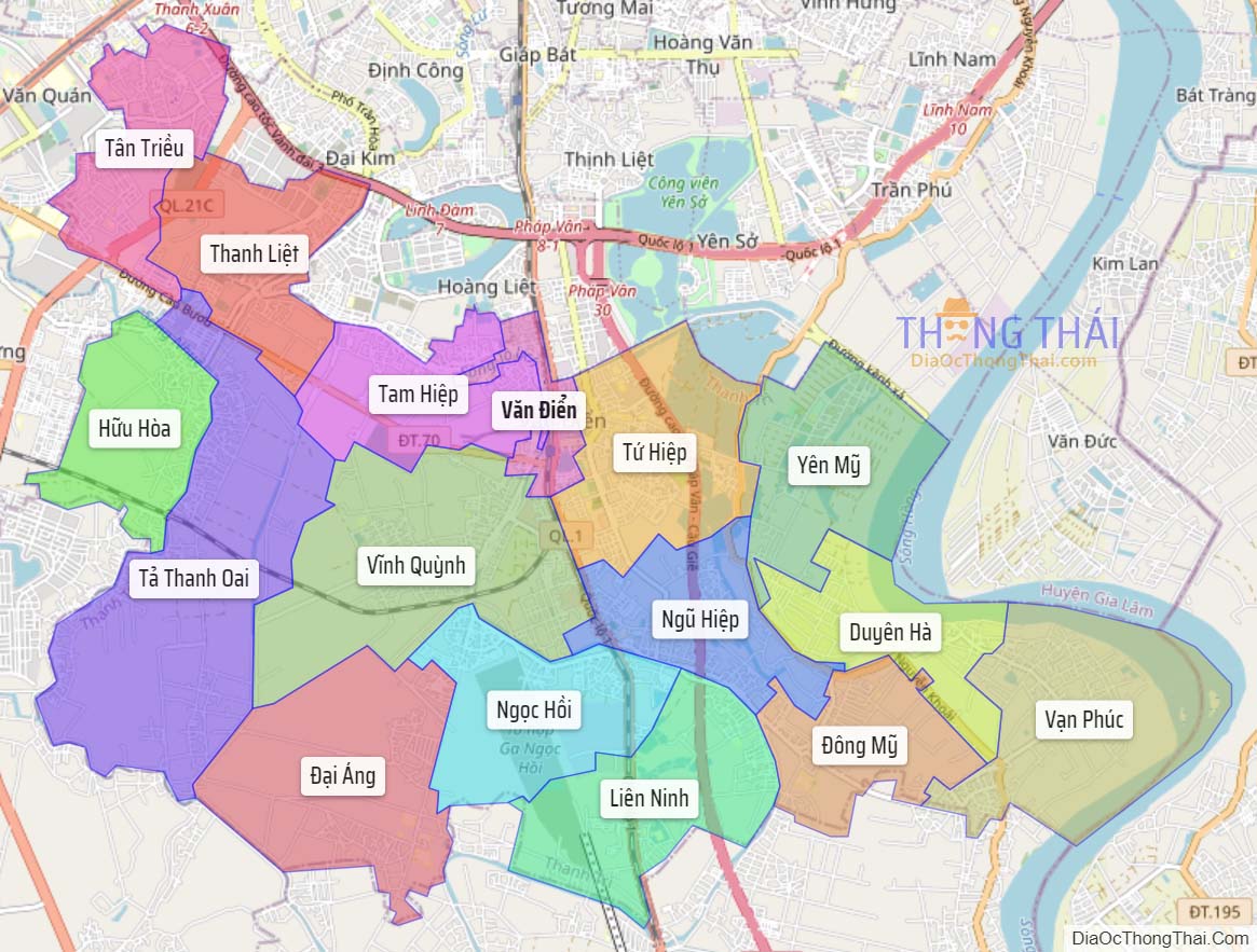 Bản đồ huyện Thanh Trì.