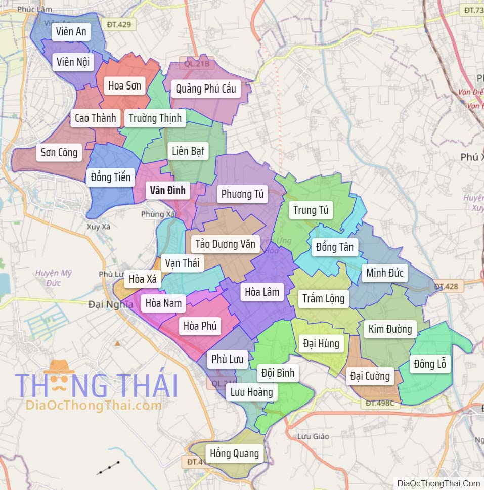 Bản đồ huyện Ứng Hòa.