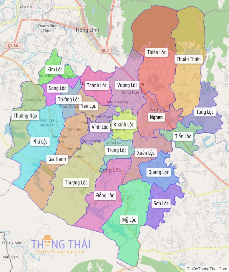 Bản đồ huyện Can Lộc.