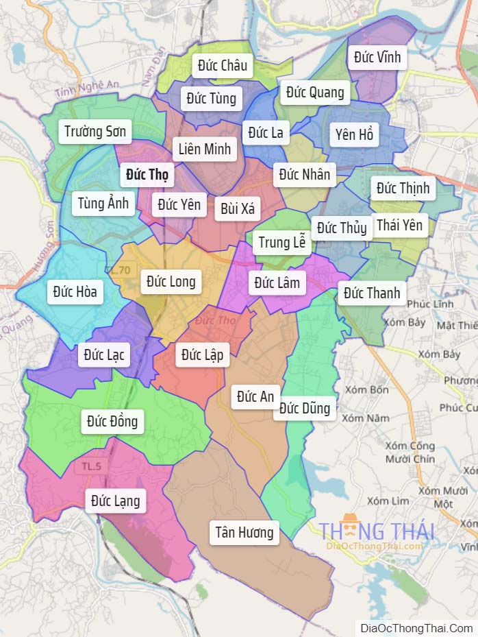 Bản đồ huyện Đức Thọ.