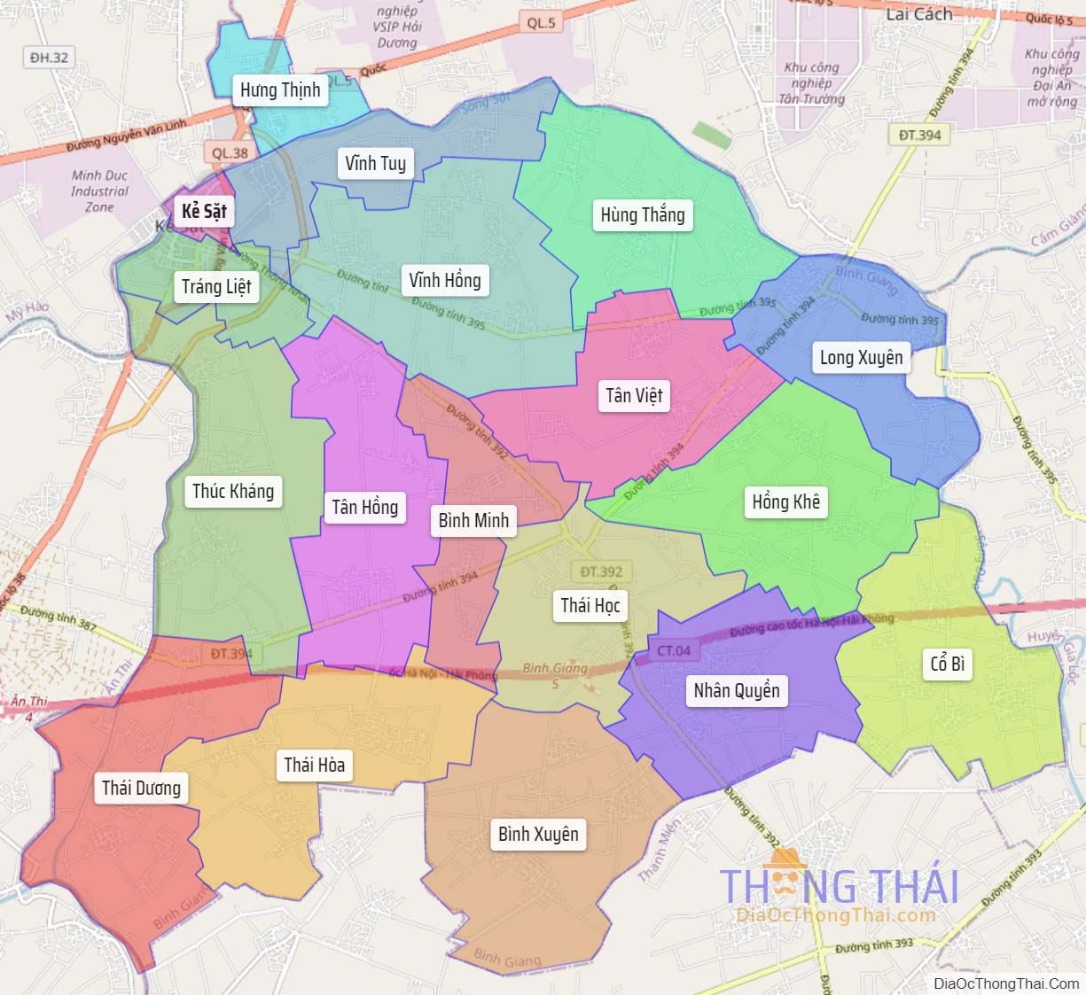 Bản đồ huyện Bình Giang