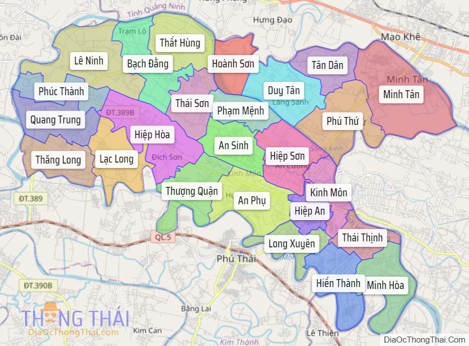 Bản đồ thị xã Kinh Môn.