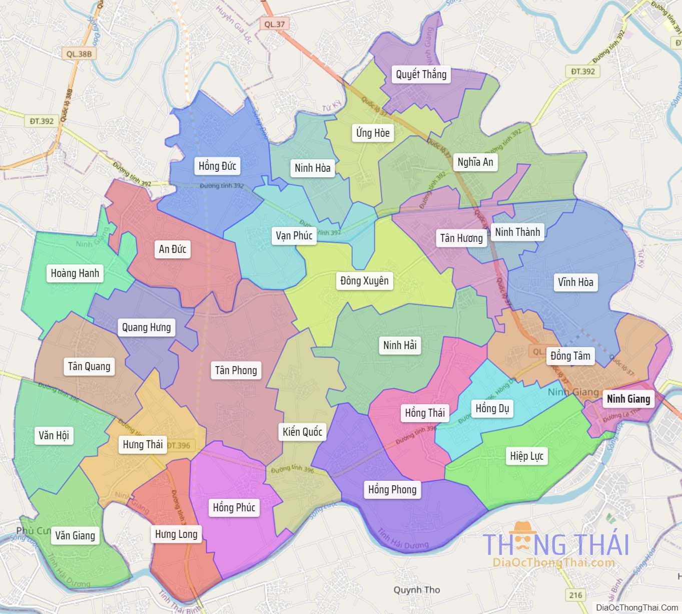 Bản đồ huyện Ninh Giang.