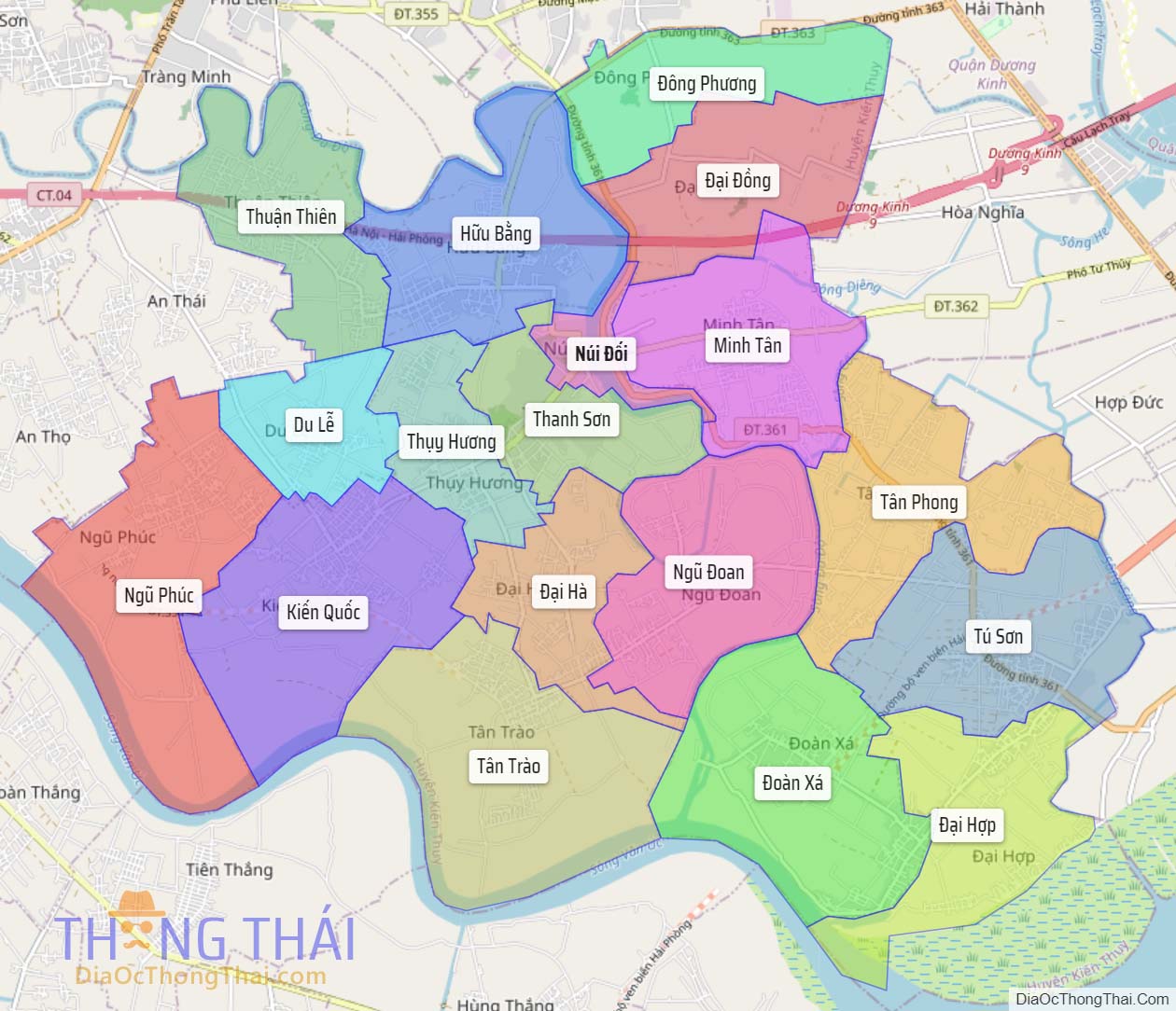 Bản đồ huyện Kiến Thuỵ.