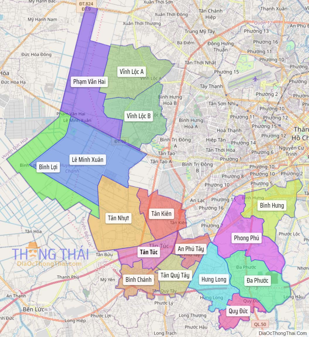 Bản đồ huyện Bình Chánh.