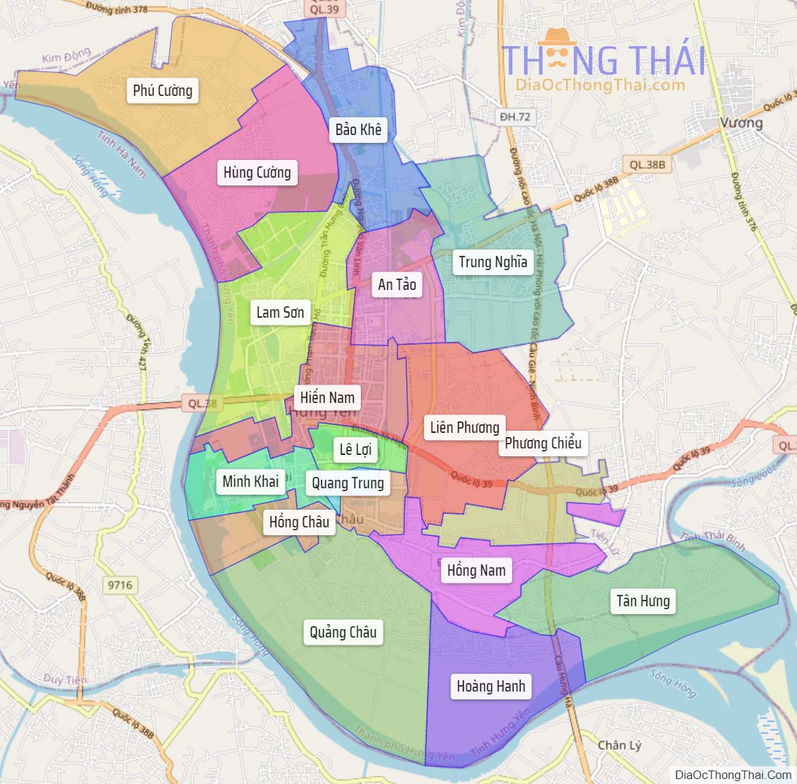 Bản đồ thành phố Hưng Yên.