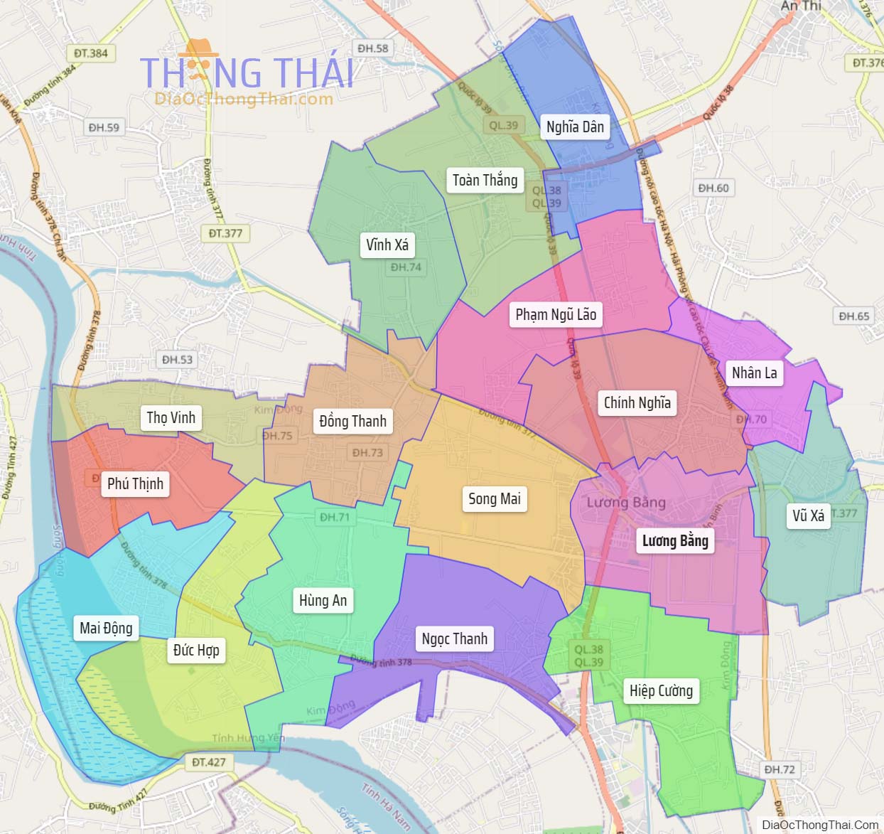 Bản đồ huyện Kim Động.