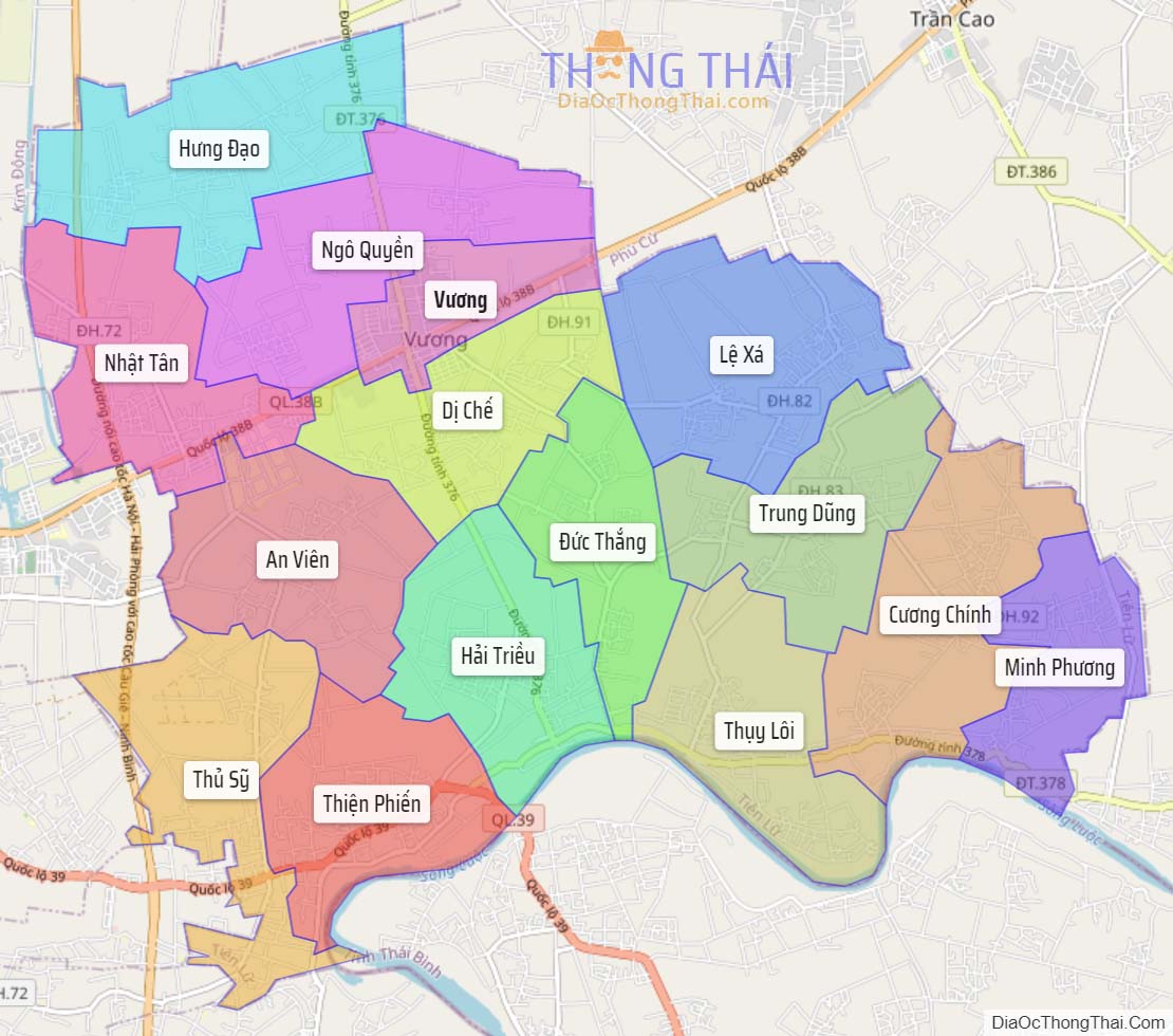 Bản đồ huyện Tiên Lữ.