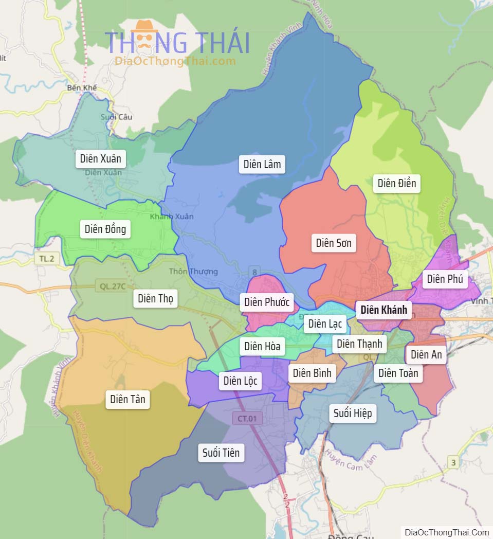 Bản đồ huyện Diên Khánh.