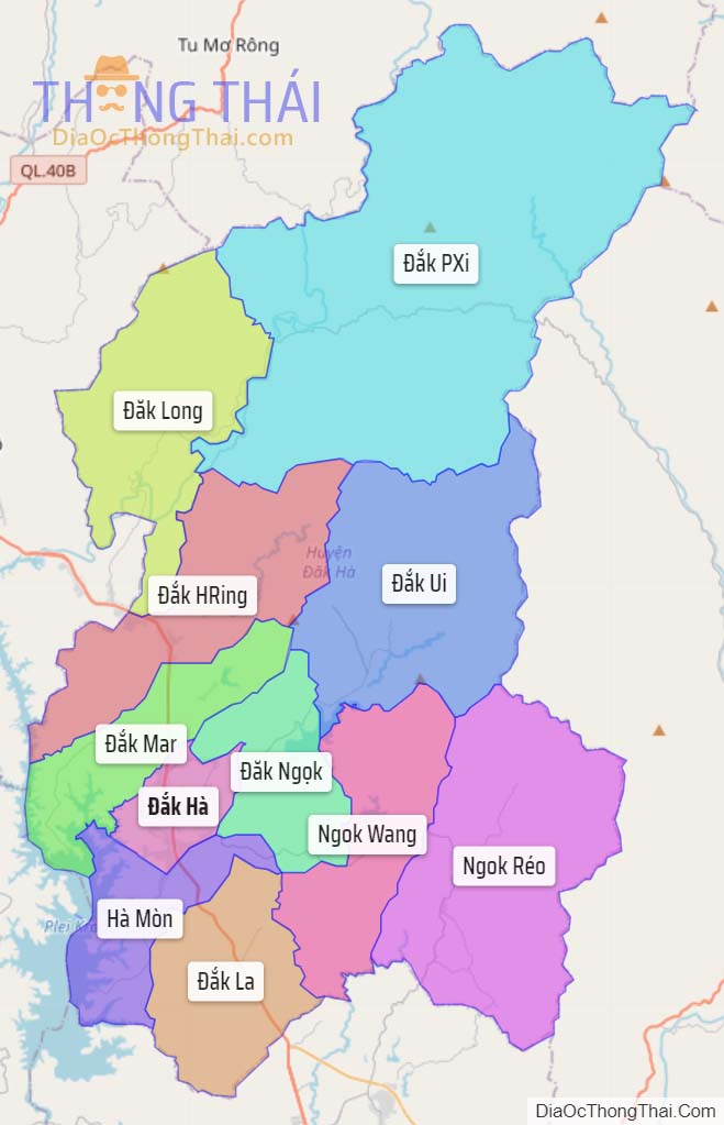 Bản đồ huyện Đắk Hà.