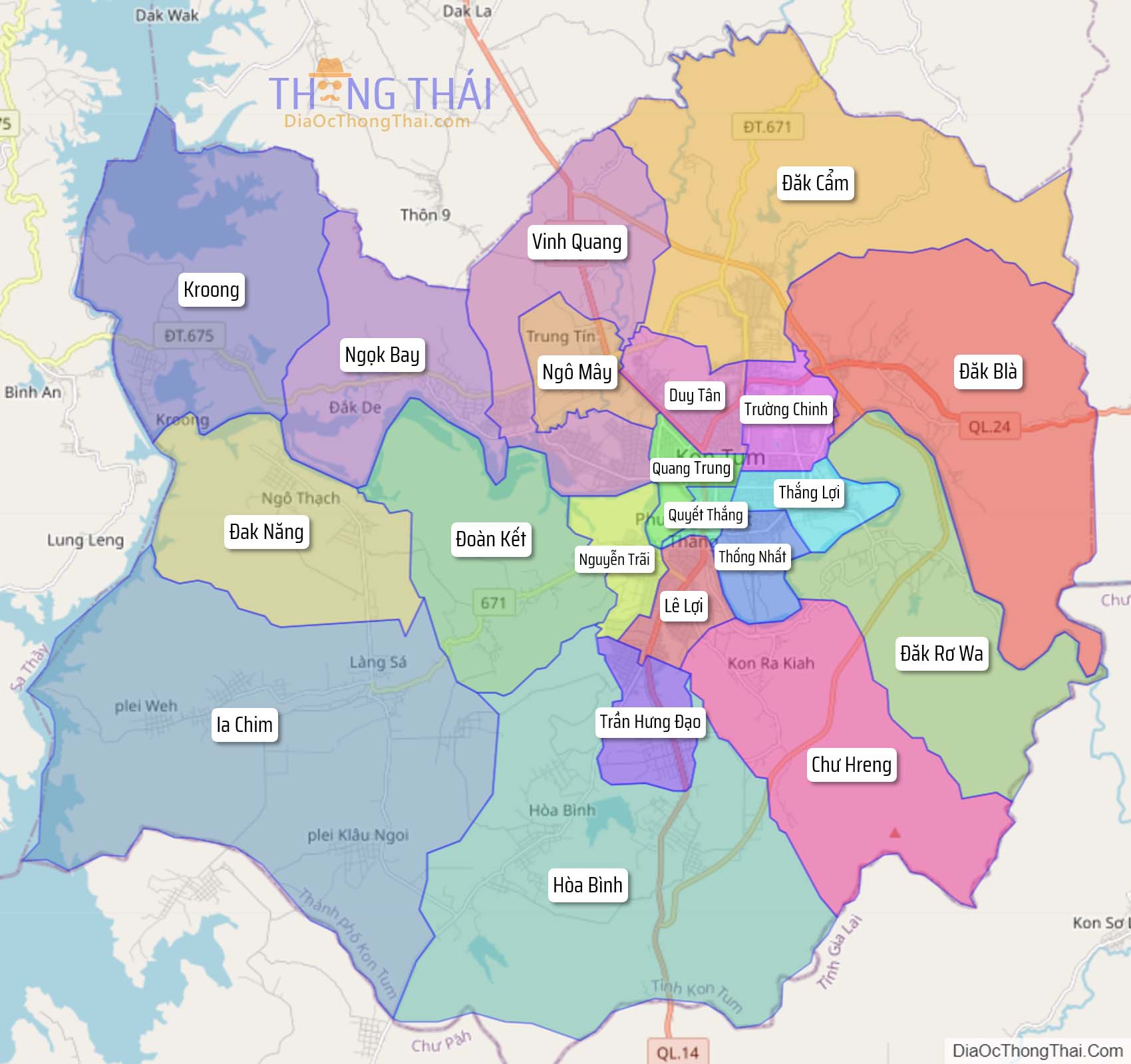 Bản đồ thành phố Kon Tum.