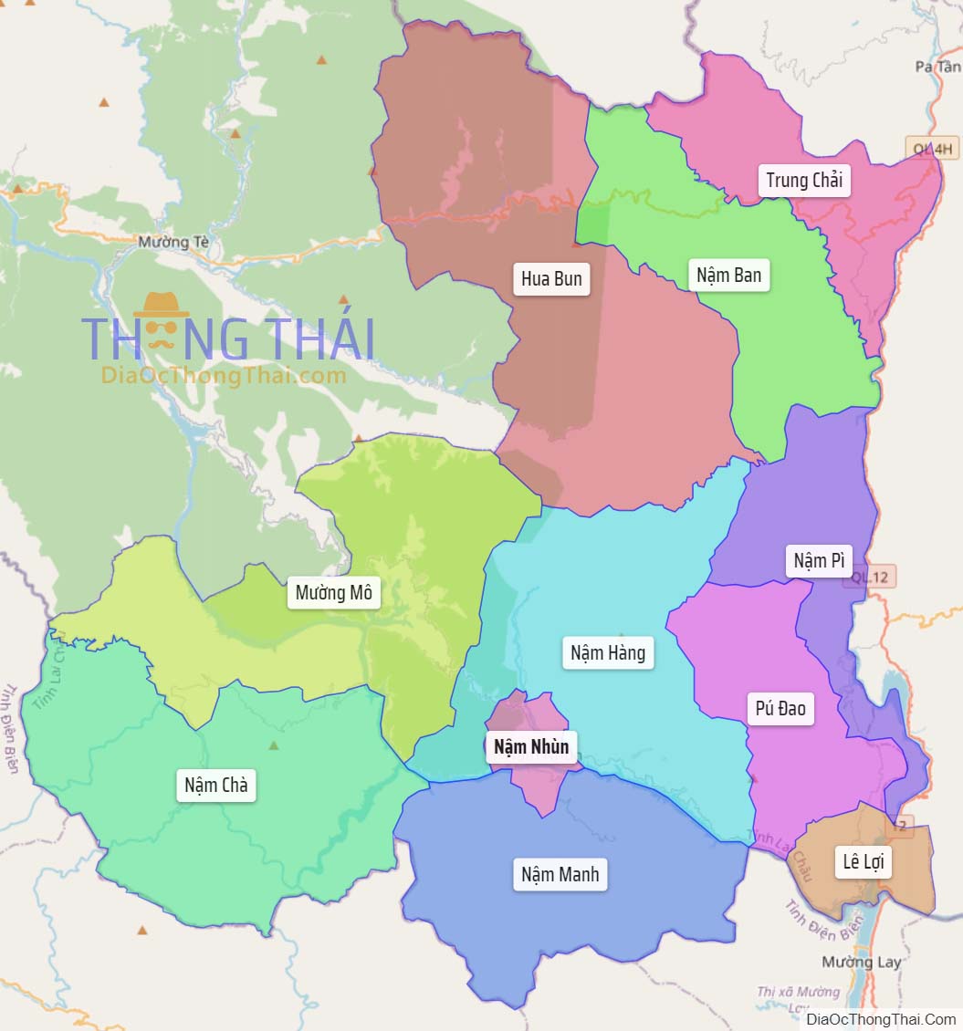 Bản đồ huyện Nậm Nhùn.