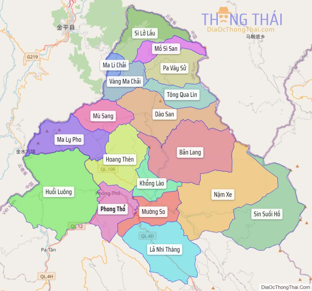 Bản đồ huyện Phong Thổ.