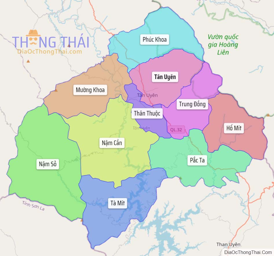 Bản đồ huyện Tân Uyên.