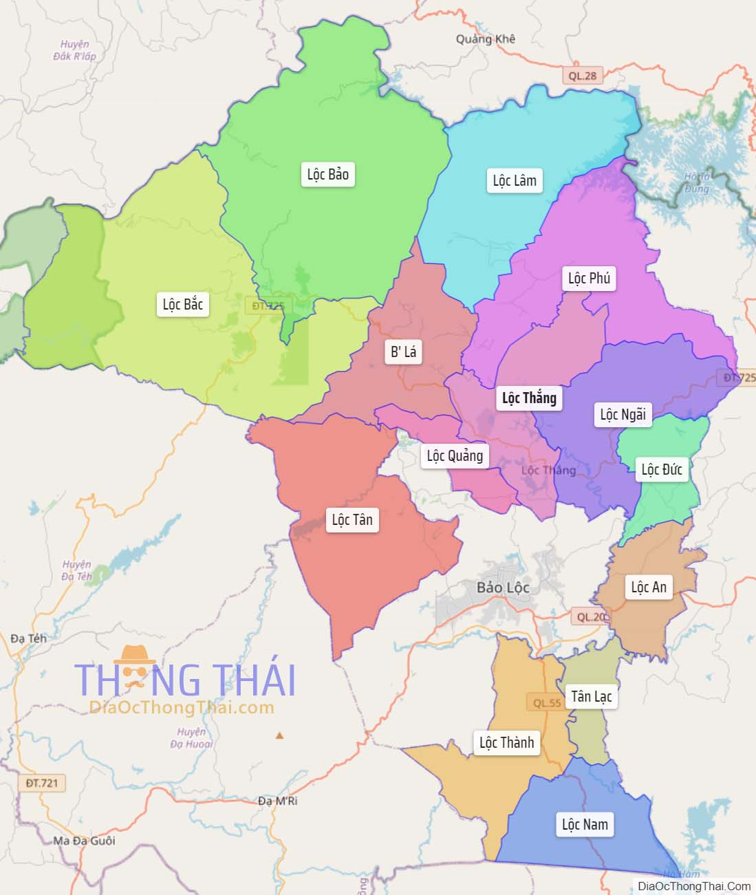 Bản đồ huyện Bảo Lâm.
