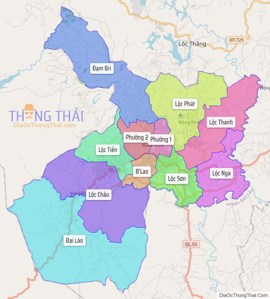 Bản đồ thành phố Bảo Lộc.