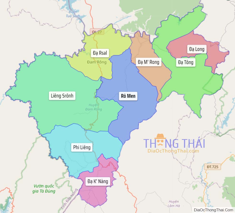 Bản đồ huyện Đam Rông.