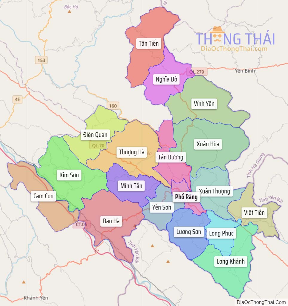 Bản đồ huyện Bảo Yên.