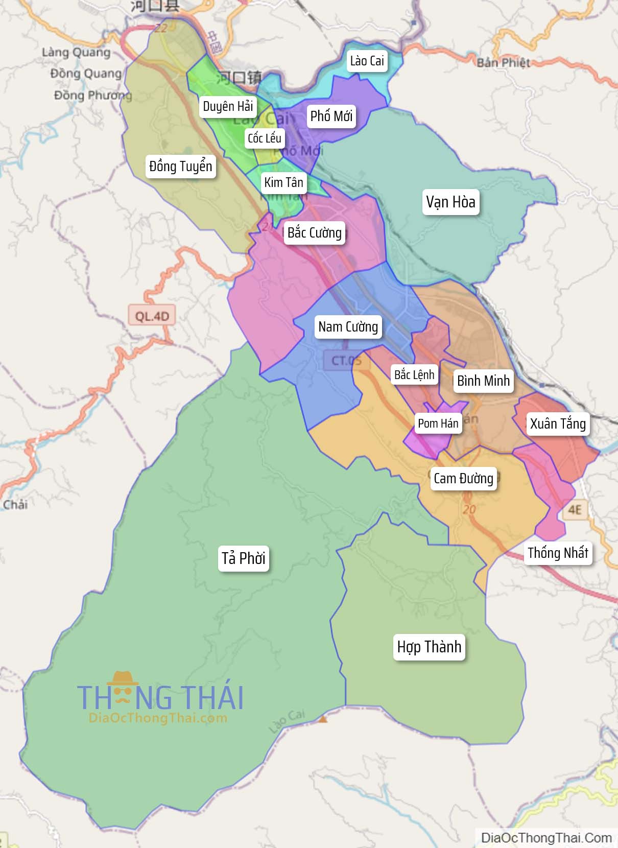 Bản đồ thành phố Lào Cai.