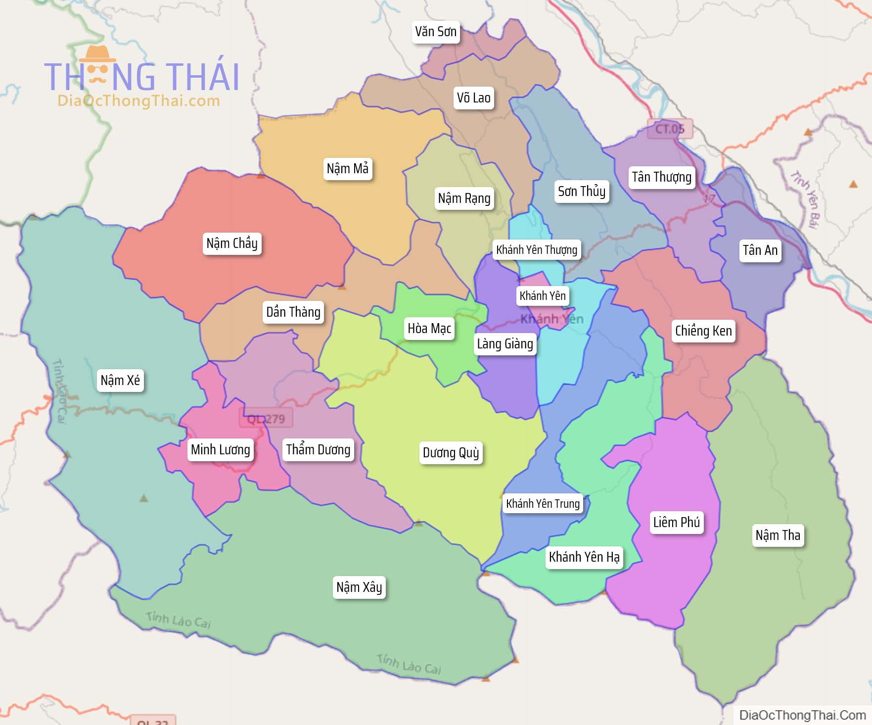 Bản đồ huyện Văn Bàn.